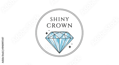 Shiny Crown Diamond Jewel Logo Design.