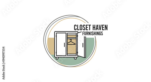Simple Line Art Closet Design Illustration.