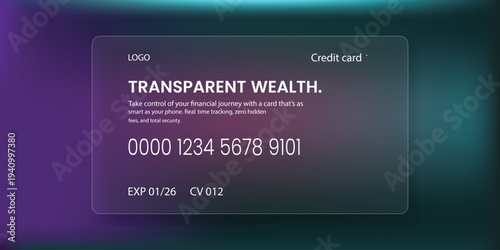 Transparent Wealth: A sleek credit card design, symbolizing financial transparency and control. This modern design evokes trust and security.