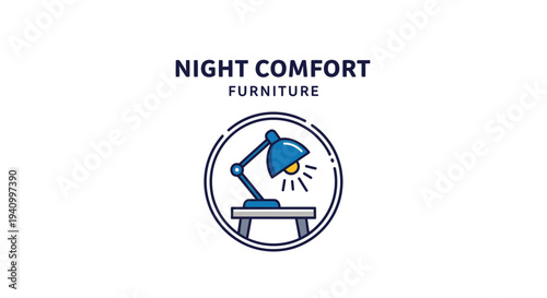 Desk Lamp Icon in Circle Logo Design.