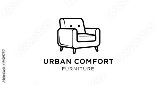 Simple Line Drawing of Modern Armchair.
