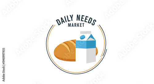 Daily Needs Market Logo with Bread.