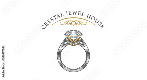 Diamond Engagement Ring with Silver Band.