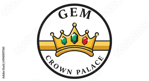 Golden Crown with Jewels Logo Design.