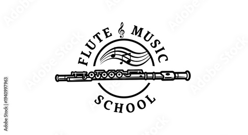 Flute Music School Logo Design Element.