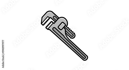 Adjustable Wrench Tool on White Background.