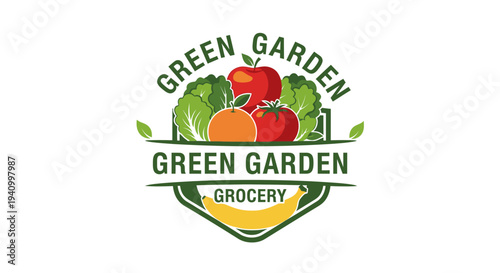 Green Garden Grocery Store Logo Design.