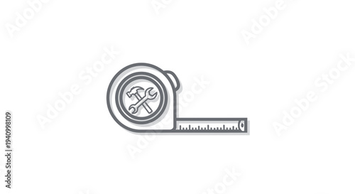 Retractable Tape Measure with Cross Tools Icon.