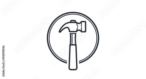 Claw Hammer Icon Simple Line Art.