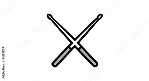 Crossed Drumsticks Icon Simple Design.