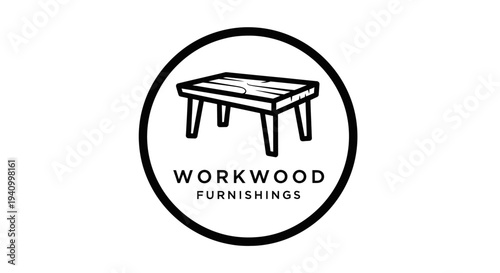 Simple Line Drawing of a Wooden Workbench.