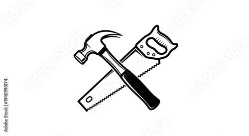 Crossed Hammer and Pliers Illustration.