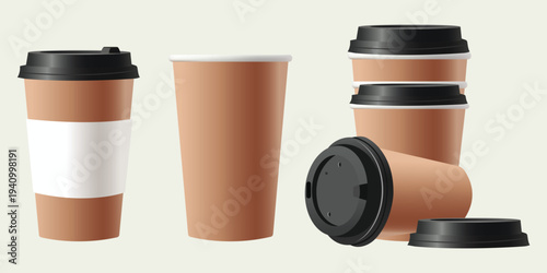 Disposable Coffee Cup Mockup Set