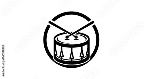Black and White Drum Illustration Design.