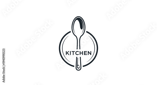 Kitchen Logo Design with Spoon and Plate.