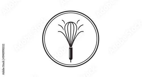 Black and White Whisk Icon Illustration.