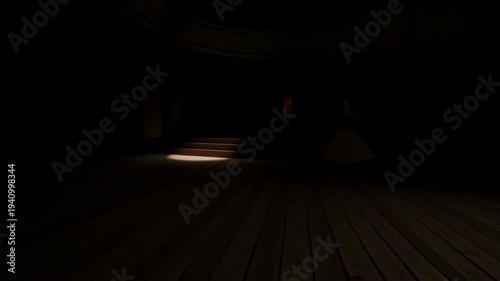 Dancer Performing Under Spotlight on Stage.