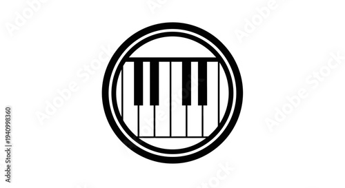 Piano Keys Inside Circle Icon Design.