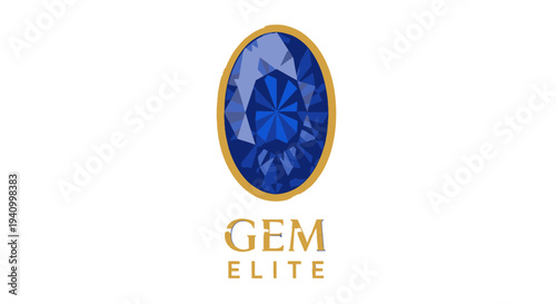 Blue Oval Cut Gemstone Jewel Logo.