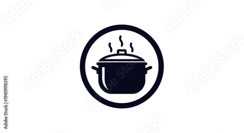 Simple Black Pot Icon with Steam 1.