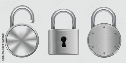 Padlock security lock icon set protection system vector illustration