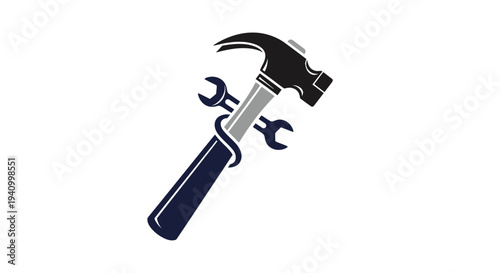 Hammer with Wrench Illustration Claw Tool.