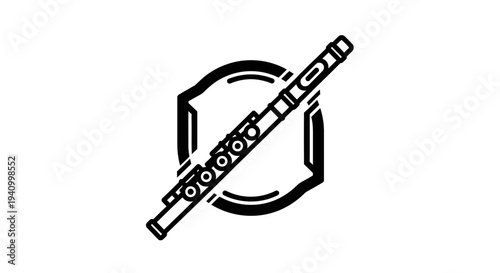 Black and White Flute Illustration Design.