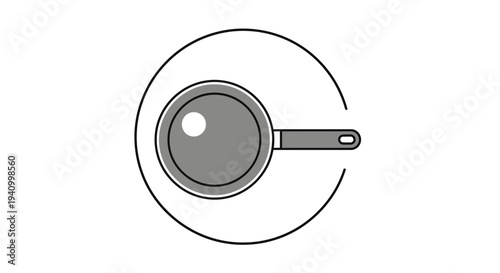 Black and White Illustration of Frying Pan 1.
