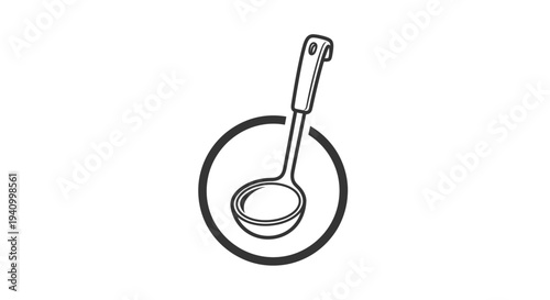 Black and White Ladle Illustration.