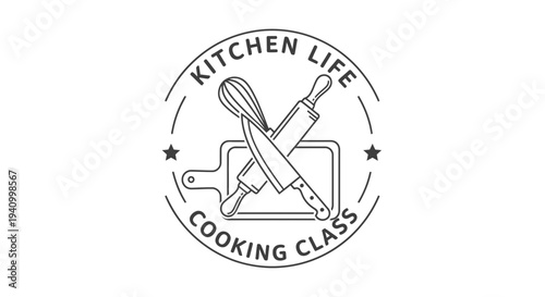 Kitchen Life Cooking Class Logo Design.
