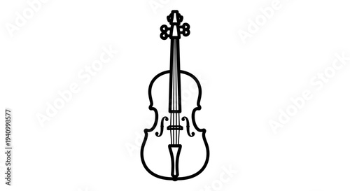 Black and White Violin Illustration 1.