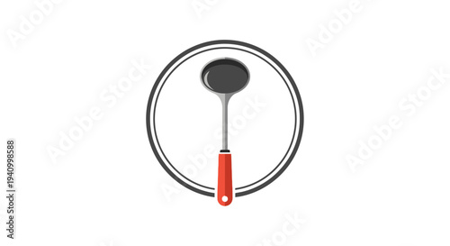 Black Frying Pan with Red Handle.