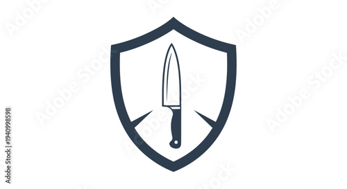 Knife Inside Shield Protection Icon.