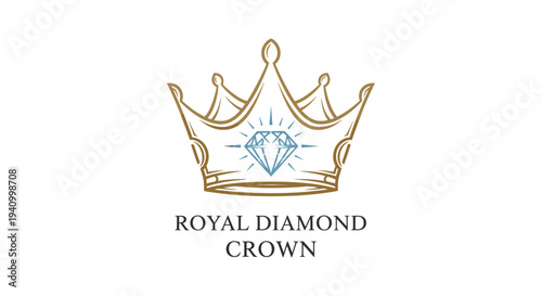 Royal Diamond Crown Logo Illustration Design.