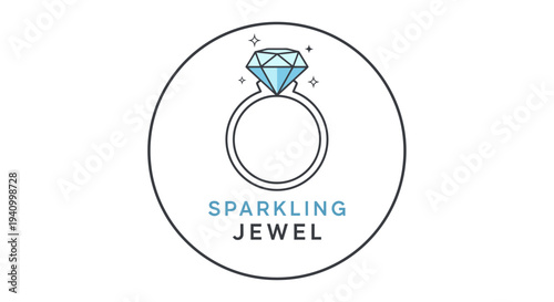Diamond Engagement Ring Logo Design Illustration.