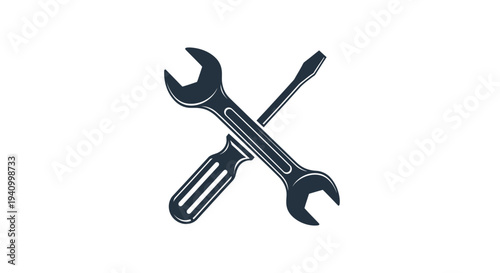 Crossed Wrenches Tool Illustration.