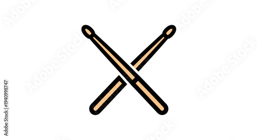 Drumsticks Crossed Graphic Illustration Design Element.