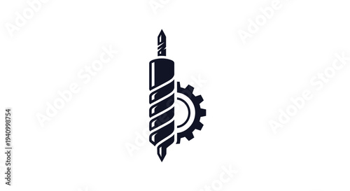 Drill Bit Icon with Gear Symbol.