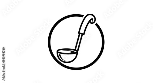Simple Line Drawing of a Ladle 1.