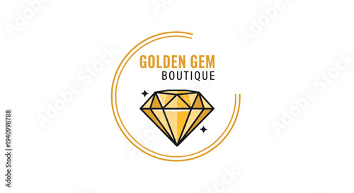Golden Gem Boutique Diamond Logo Design.