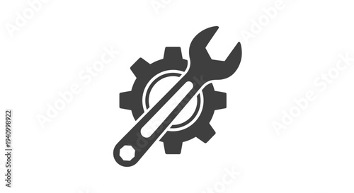 Wrench and Gear Icon Symbol Maintenance.