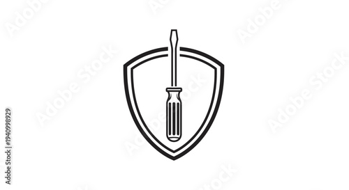 Screwdriver Inside Shield Logo Design.