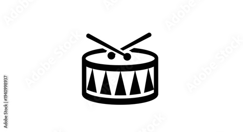 Simple Black and White Drum Illustration.