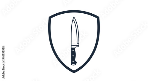 Shield with Knife Icon Graphic Symbol.