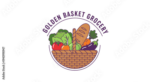 Colorful Grocery Basket with Fresh Produce 1.