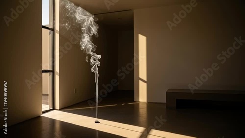 Incense Smoke Rising in Empty Room.