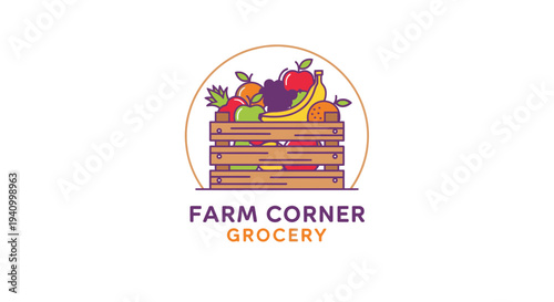 Colorful Grocery Logo with Fresh Produce.