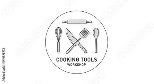 Cooking Tools Workshop Logo Design Elements.