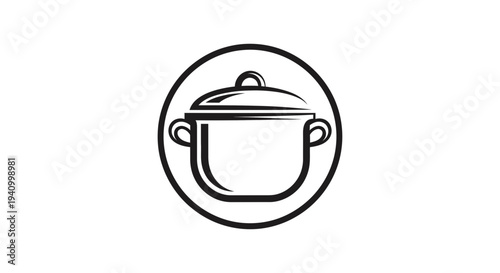 Simple Line Drawing of Dutch Oven Pot.