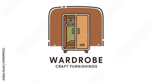 Illustration of a wardrobe with open door.